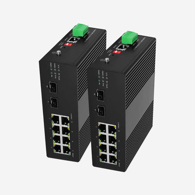 10 Port Industrial Ethernet Switch With 8 Auto Sensing RJ45 Ports 2 SFP Fiber Ports