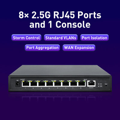 10M/100M/1000M/2.5Gb 8 Port Switch 16K MAC Address Table 1 Console 12K Jumbo  Frame