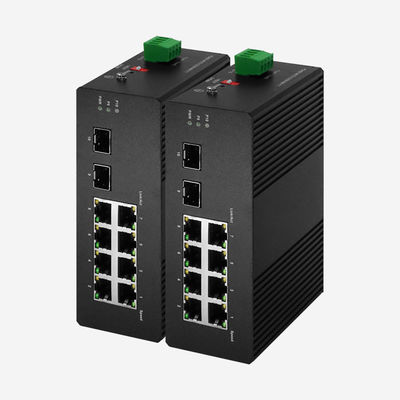 Puertos PoE de 8 Gigabit RJ45 y 2 SFP DC de alimentación y conmutador inteligente industrial de -40 °C ~ 85 °C para aplicaciones