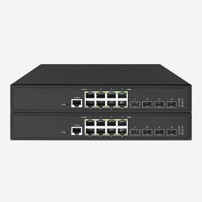 Apoyo PoE / velocidad de puerto de 10 Gbps, 4 conmutadores SFP + de 10 Gbps con puertos RJ45 de 8 gigabits, QoS, ACL, SSL